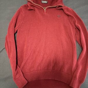 Chaps Men's Burgundy Zip-Up Sweater